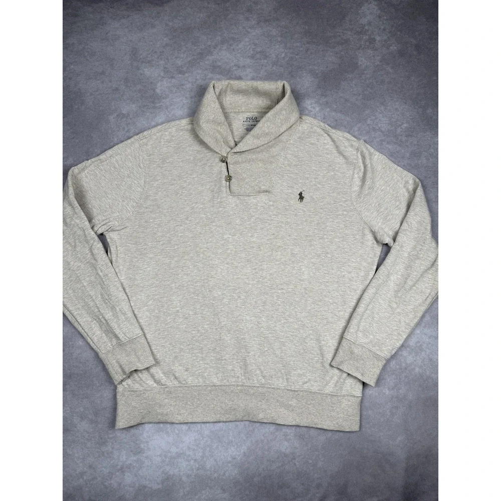 Polo Ralph Lauren‎ Sweater Mens Large Shawl Collar Pullover Cotton Blend
